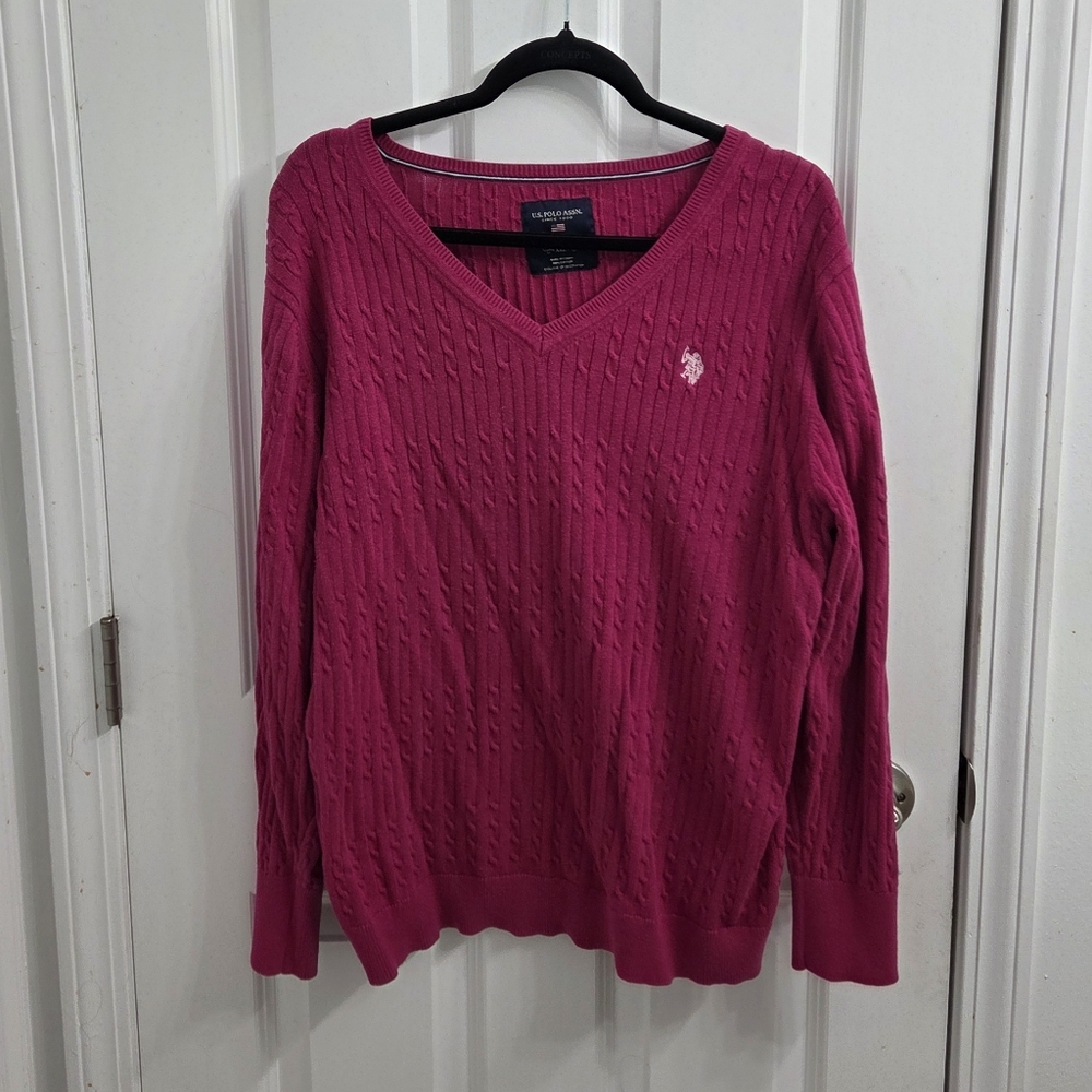 U.S. Polo Assn. Pink V-Neck Sweater
